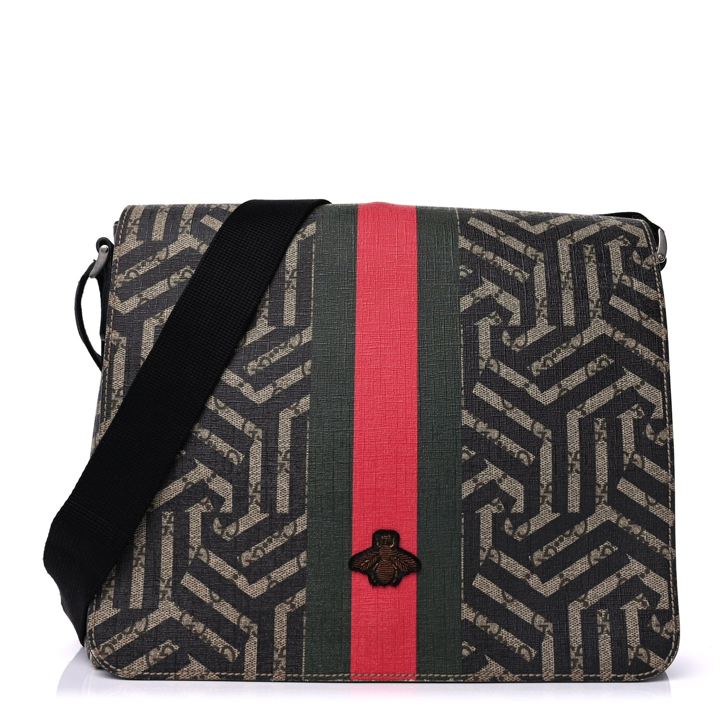 Gucci GG Supreme Monogram Caleido Web Crossbody  Beige Ebony