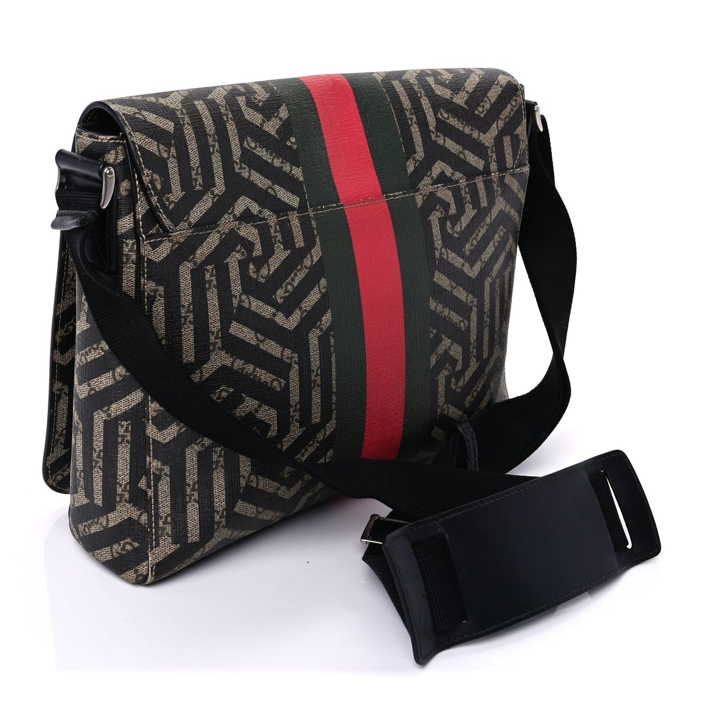 Gucci GG Supreme Monogram Caleido Web Crossbody  Beige Ebony