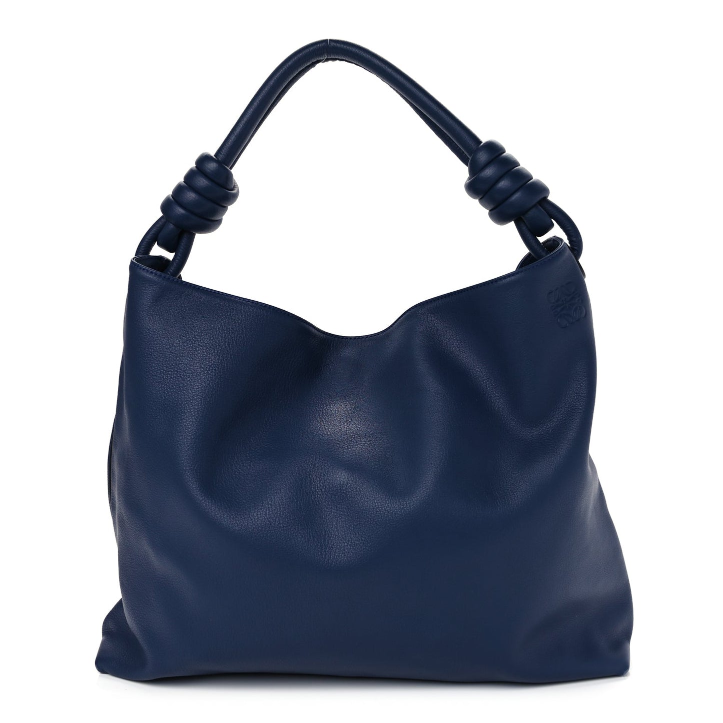 Loewe Calfskin Small Flamenco Knot Hobo Navy