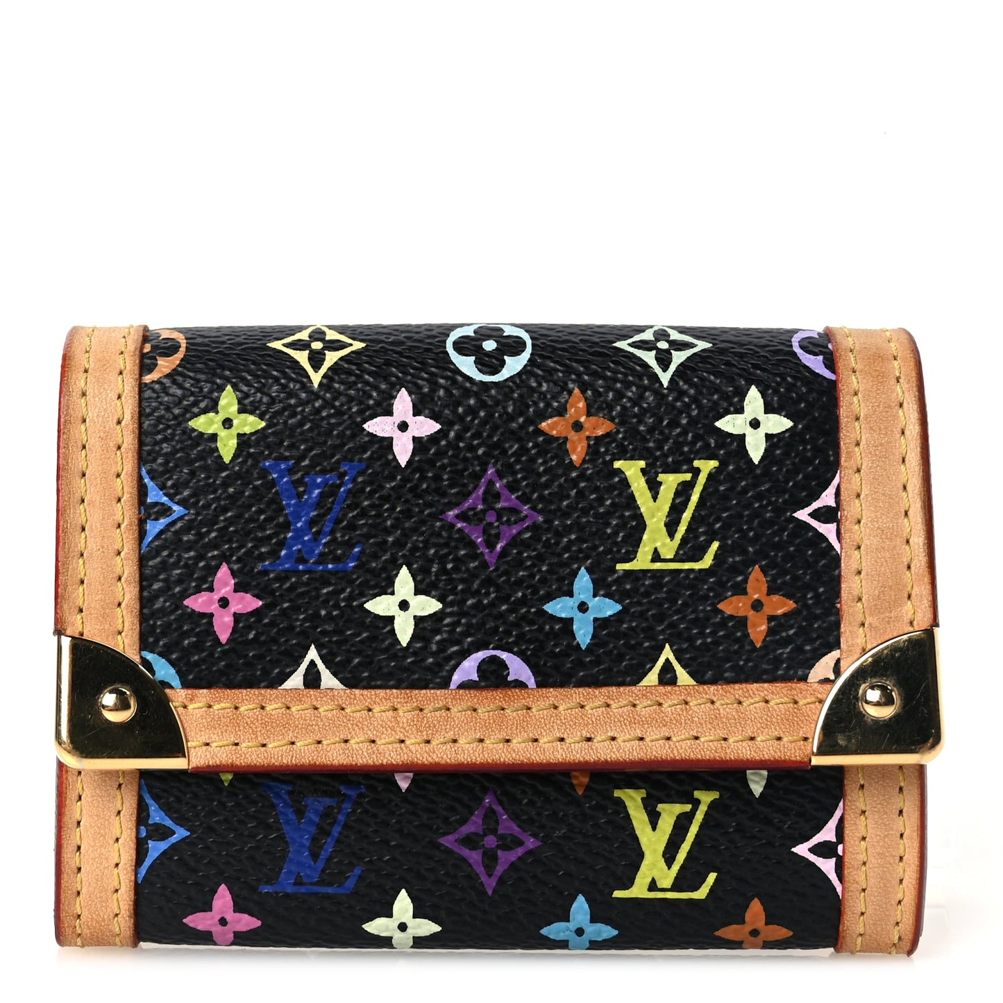 Louis Vuitton Monogram Multicolor Porte-Monnaie Plat Coin Purse Black