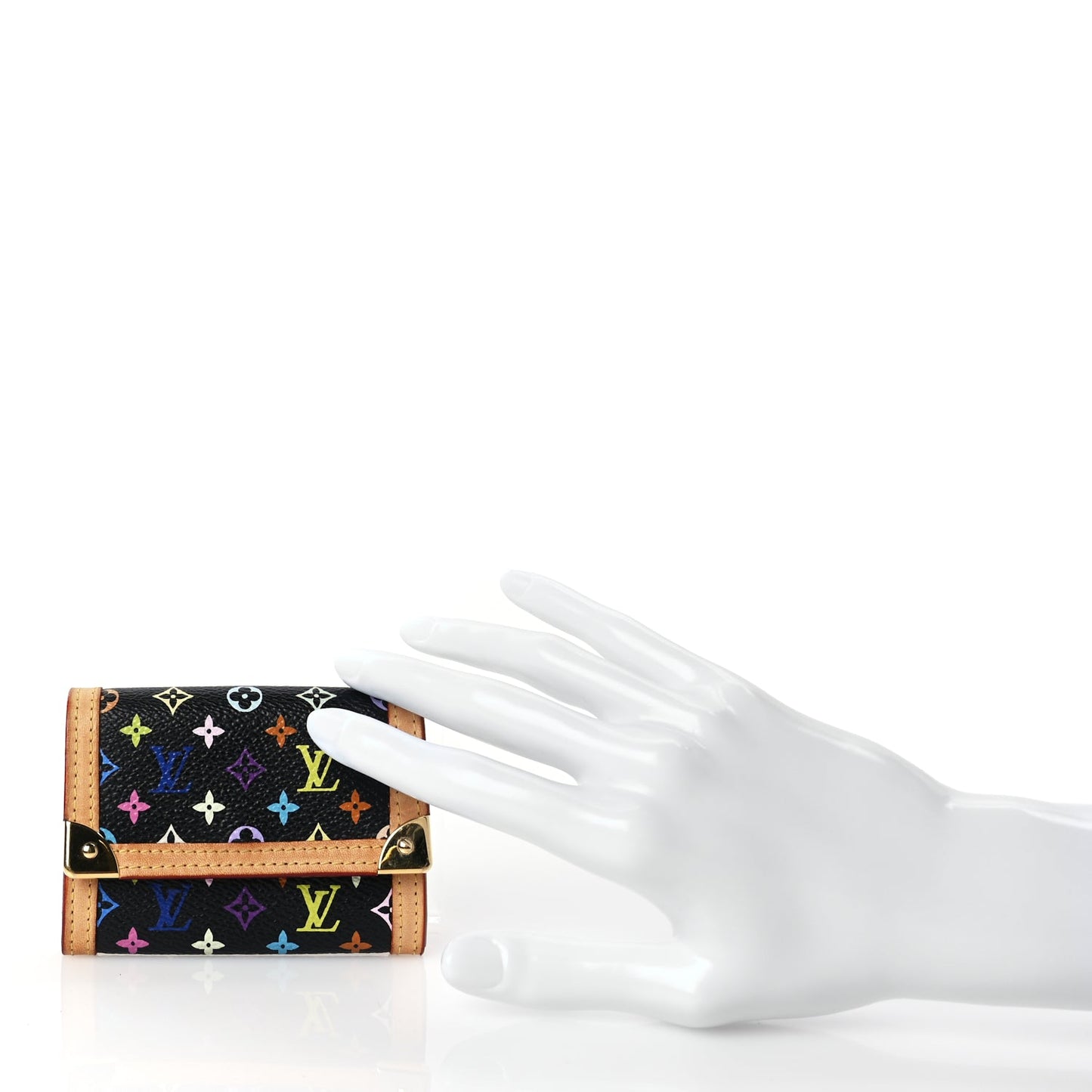 Louis Vuitton Monogram Multicolor Porte-Monnaie Plat Coin Purse Black