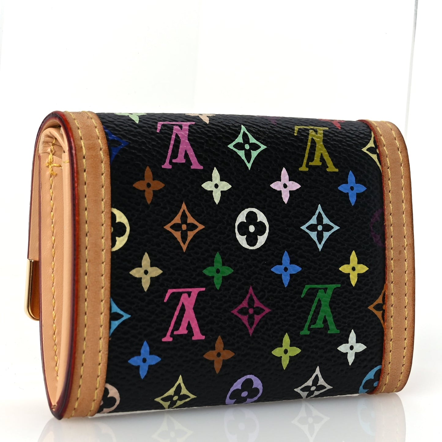 Louis Vuitton Monogram Multicolor Porte-Monnaie Plat Coin Purse Black