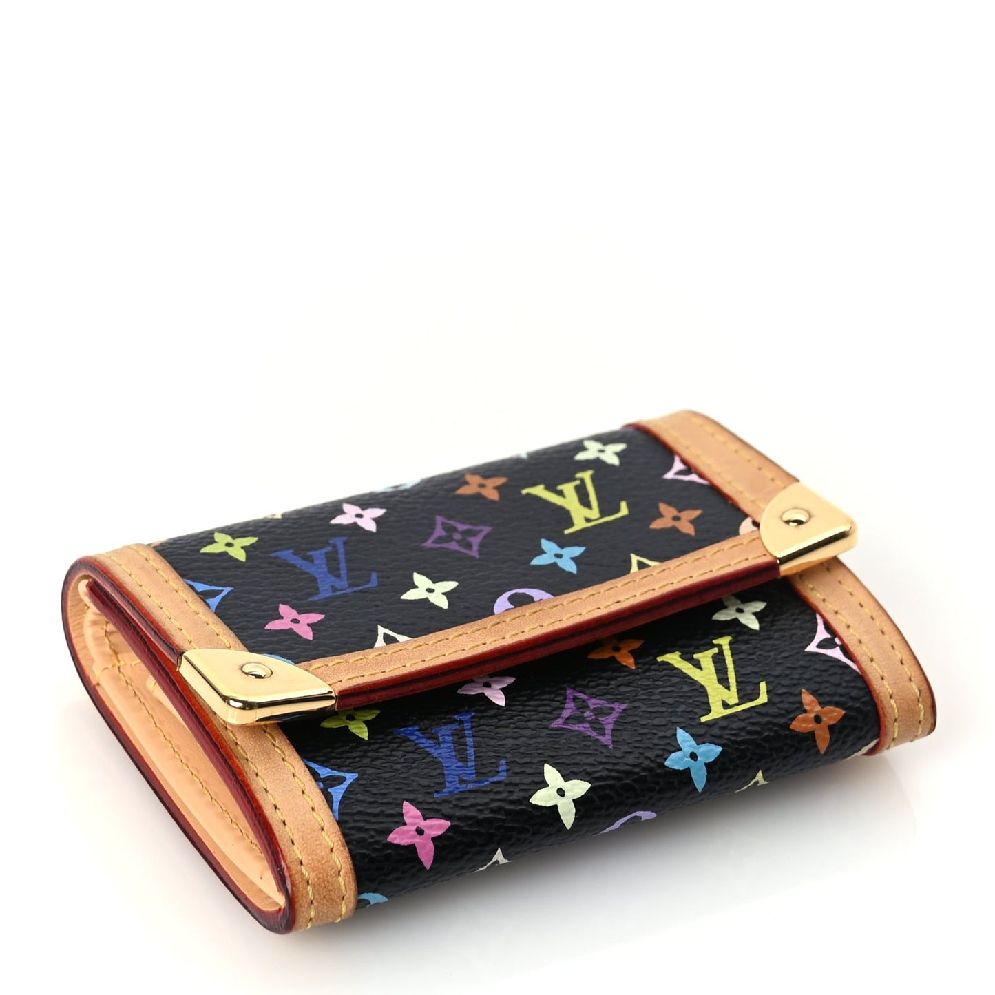 Louis Vuitton Monogram Multicolor Porte-Monnaie Plat Coin Purse Black
