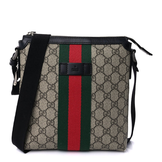 Gucci GG Supreme Monogram Web Messenger Bag Black