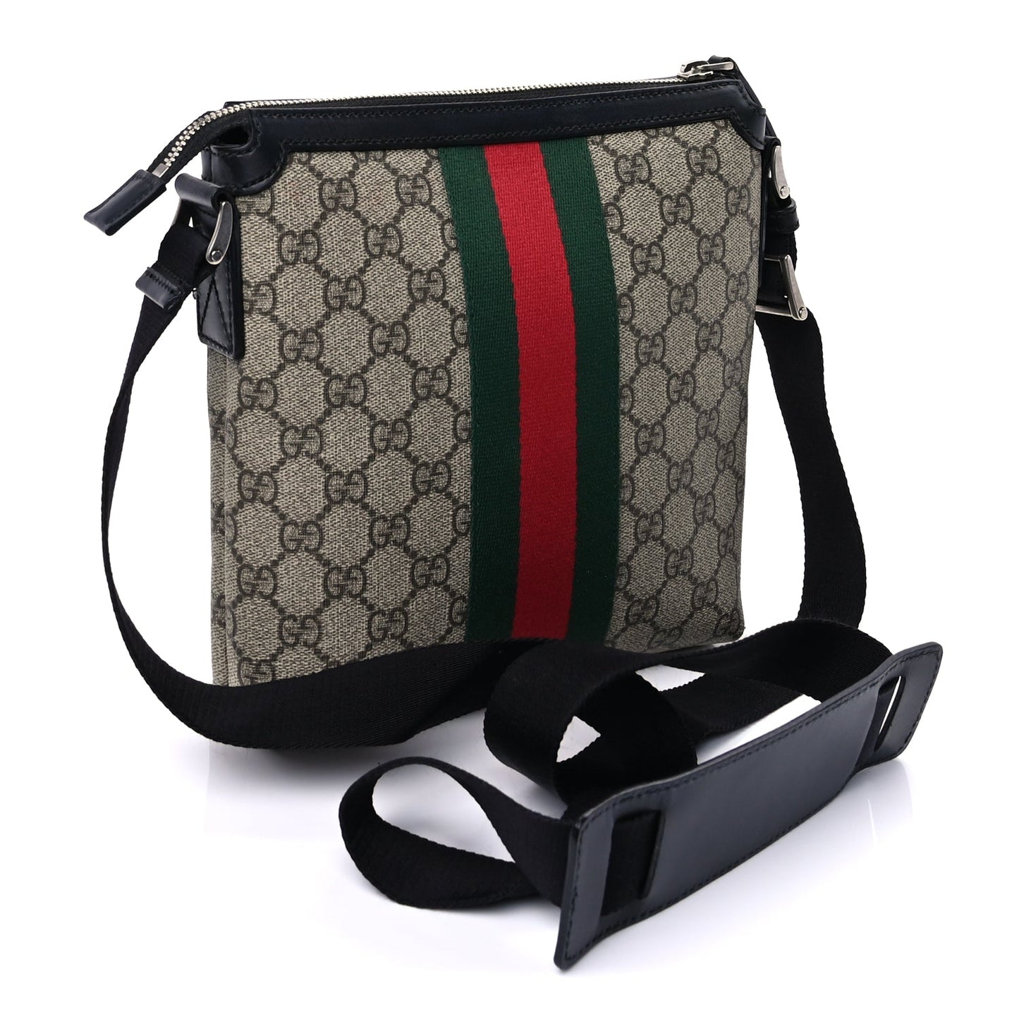 Gucci GG Supreme Monogram Web Messenger Bag Black