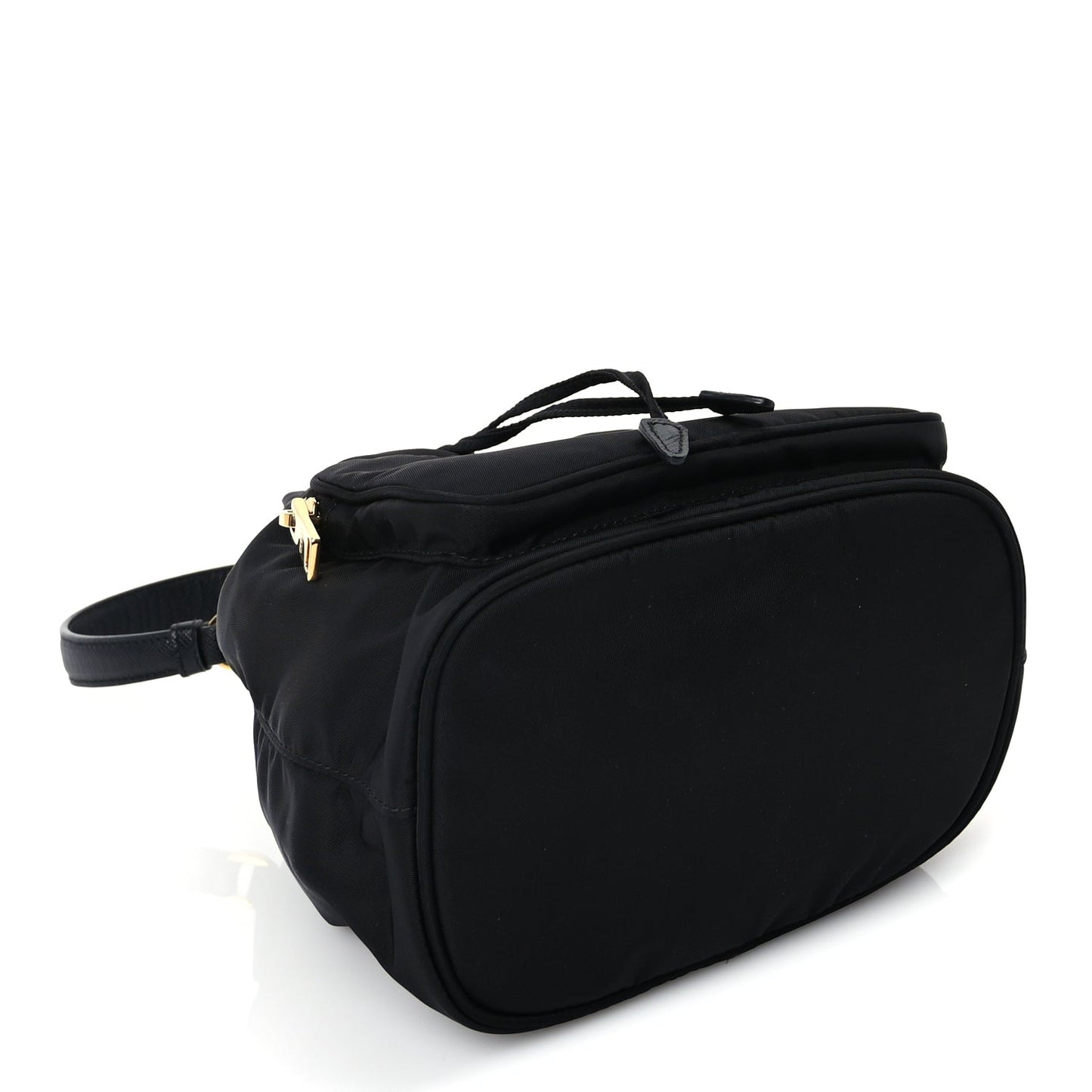 Prada Nylon Vela Saffiano Mini Bucket Crossbody Bag  Black