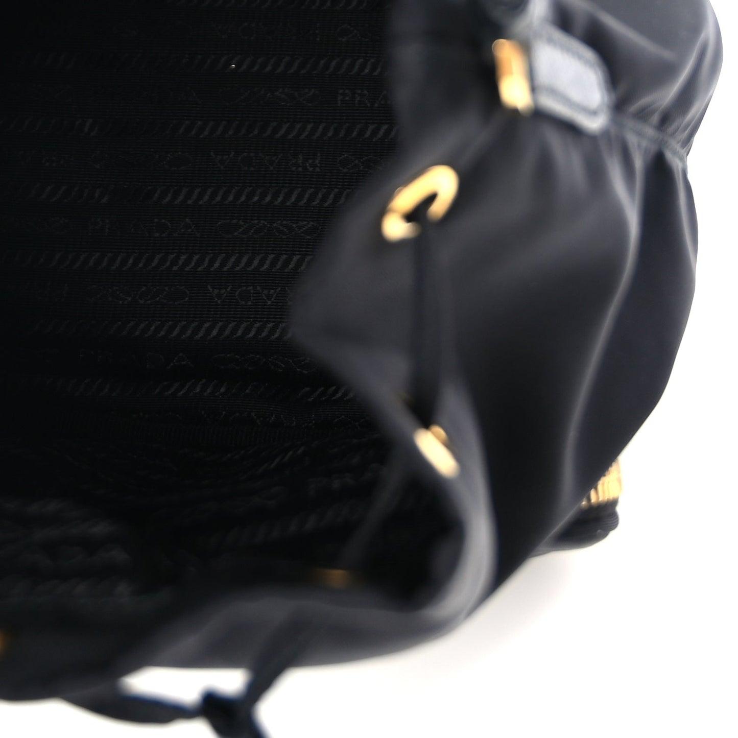 Prada Nylon Vela Saffiano Mini Bucket Crossbody Bag  Black