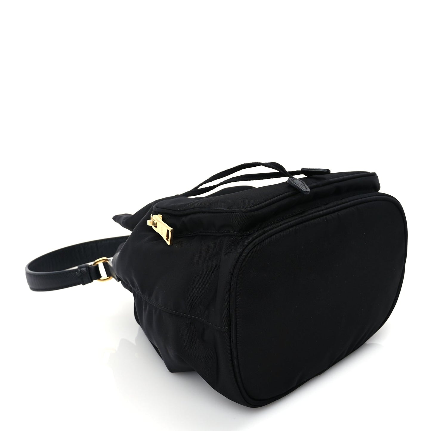 Prada Nylon Vela Saffiano Mini Bucket Crossbody Bag  Black