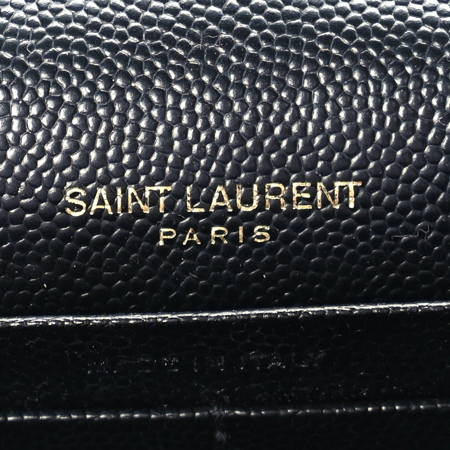 Saint Laurent Grain De Poudre Matelasse Chevron Monogram Envelope Chain Wallet Black