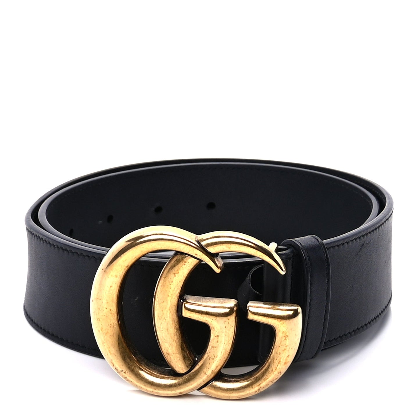 Gucci Calfskin Double G Wide Belt 75 30  Black