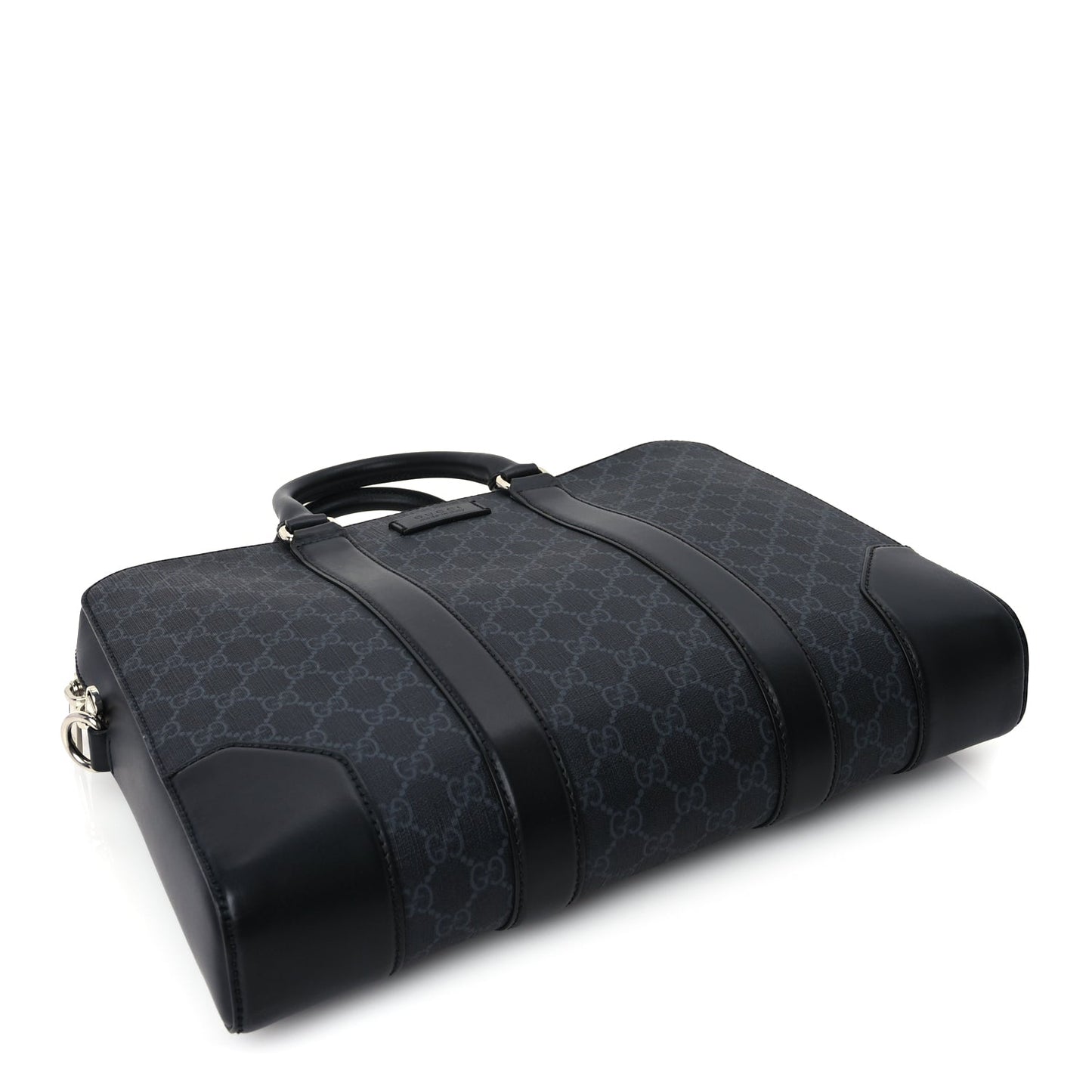 Gucci GG Supreme Monogram Appia Calfskin Web Briefcase Black