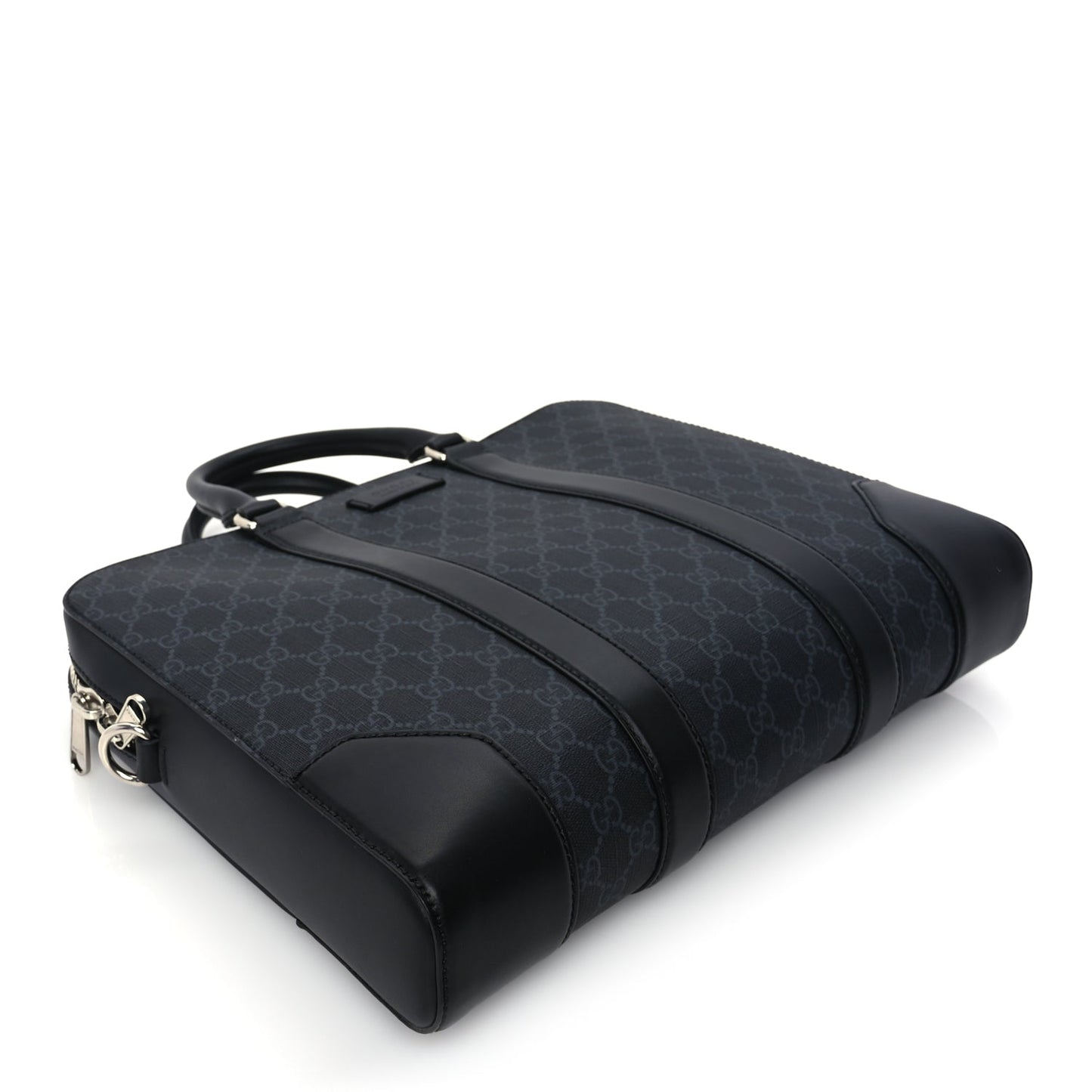 Gucci GG Supreme Monogram Appia Calfskin Web Briefcase Black