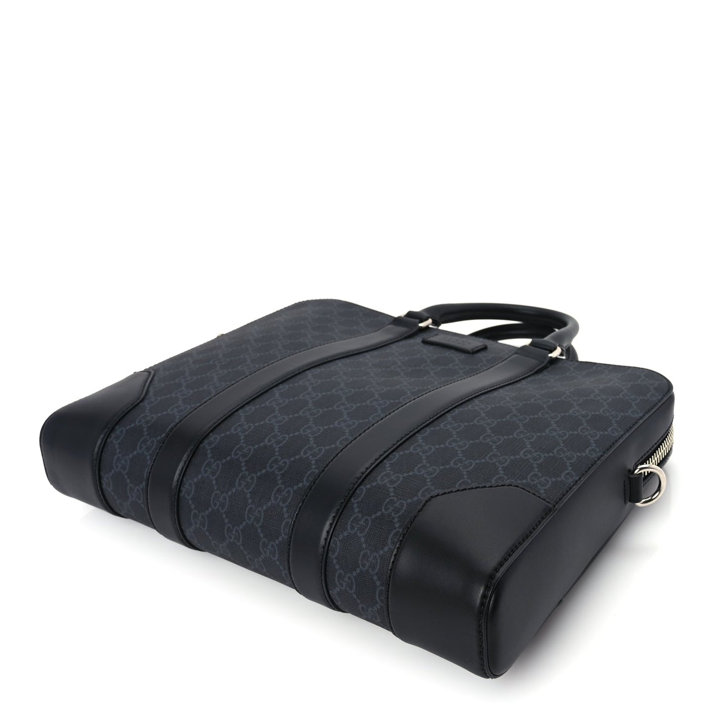Gucci GG Supreme Monogram Appia Calfskin Web Briefcase Black