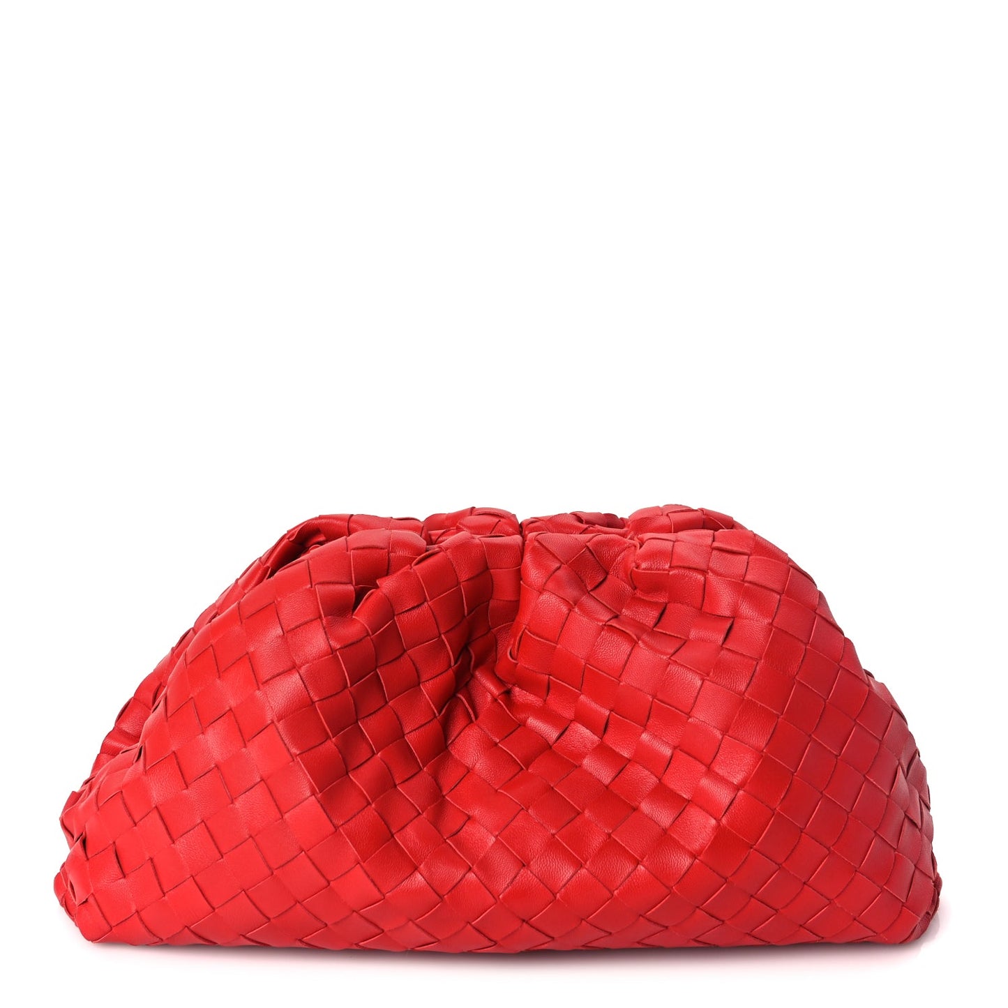 Bottega Veneta Nappa Maxi Intrecciato The Pouch Oversized Clutch Bright Red