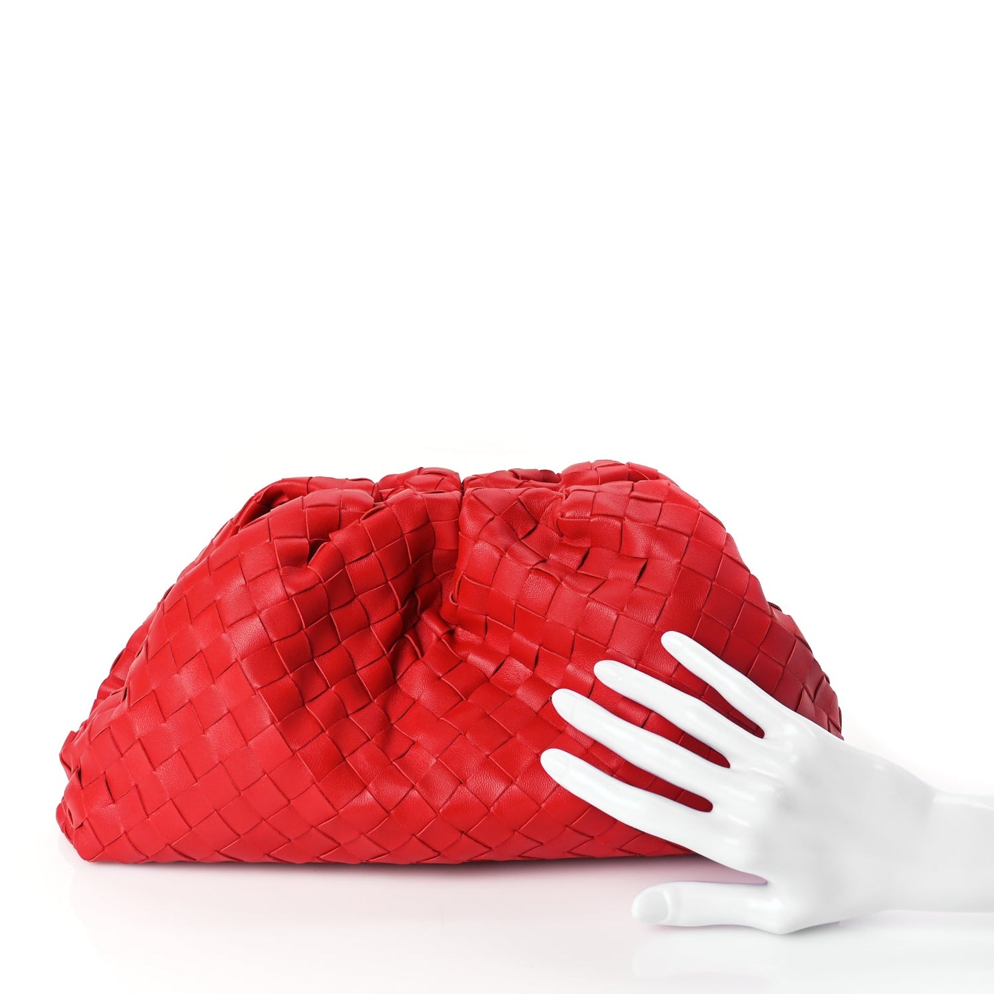 Bottega Veneta Nappa Maxi Intrecciato The Pouch Oversized Clutch Bright Red