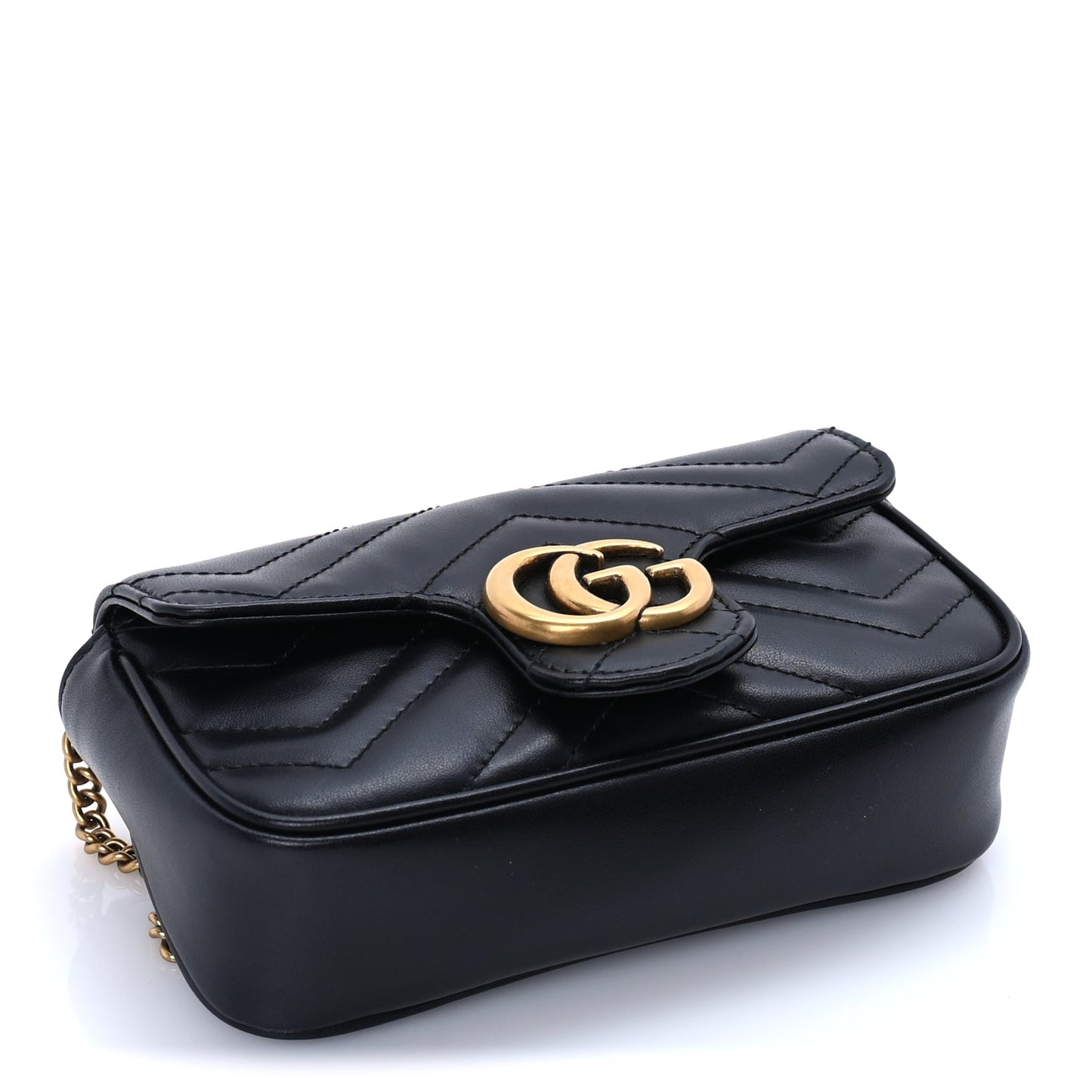 Gucci Calfskin Matelasse Super Mini GG Marmont Shoulder Bag  Black