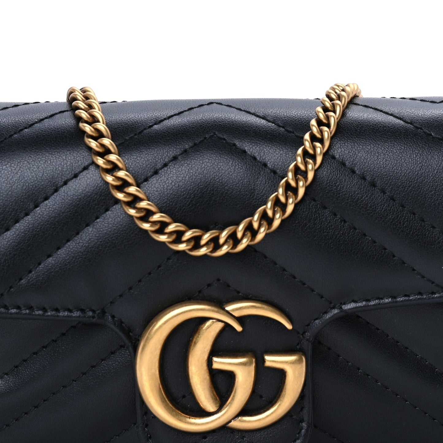 Gucci Calfskin Matelasse Super Mini GG Marmont Shoulder Bag  Black