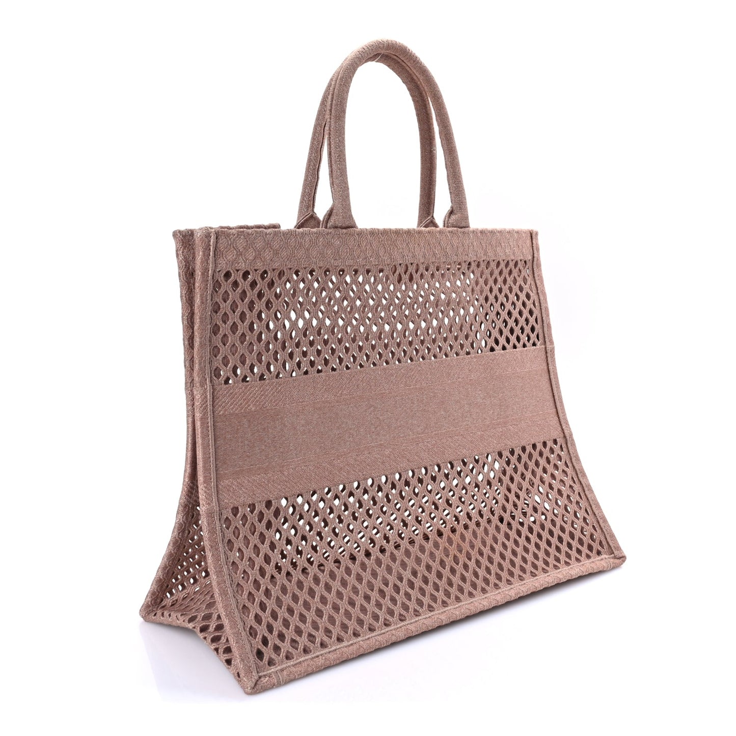 Christian Dior Mesh Embroidered Large Book Tote Clay