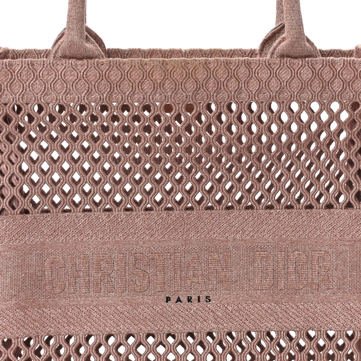 Christian Dior Mesh Embroidered Large Book Tote Clay