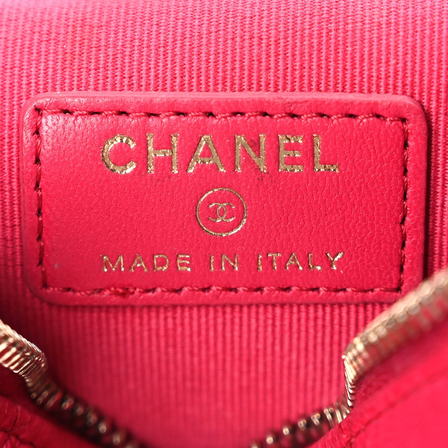 Chanel Lambskin Quilted Top Handle Mini Vanity Case With Chain Dark Pink
