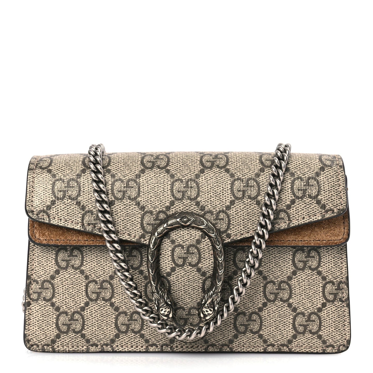 Gucci GG Supreme Monogram Super Mini Dionysus Shoulder Bag Taupe