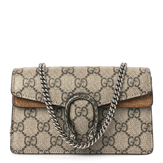 Gucci GG Supreme Monogram Super Mini Dionysus Shoulder Bag Taupe