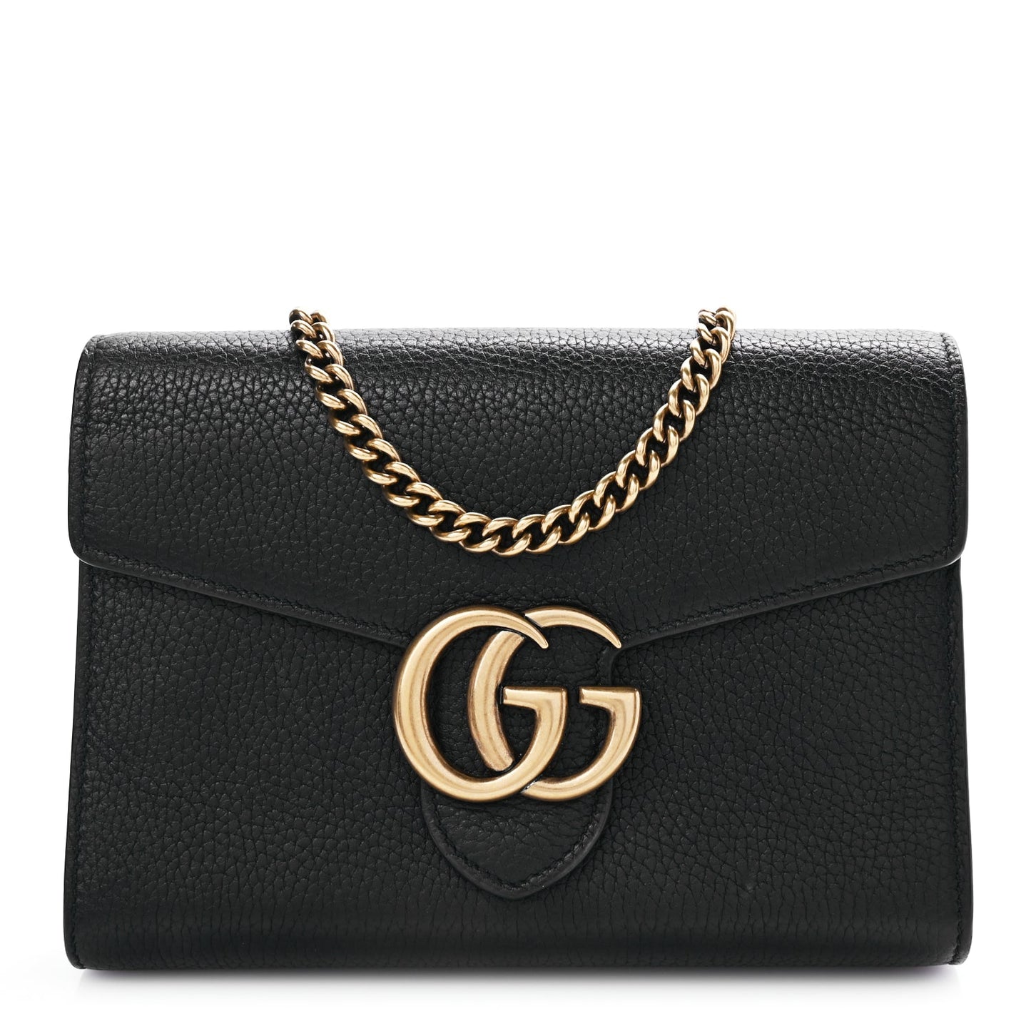 Gucci Calfskin GG Marmont Chain Wallet Black
