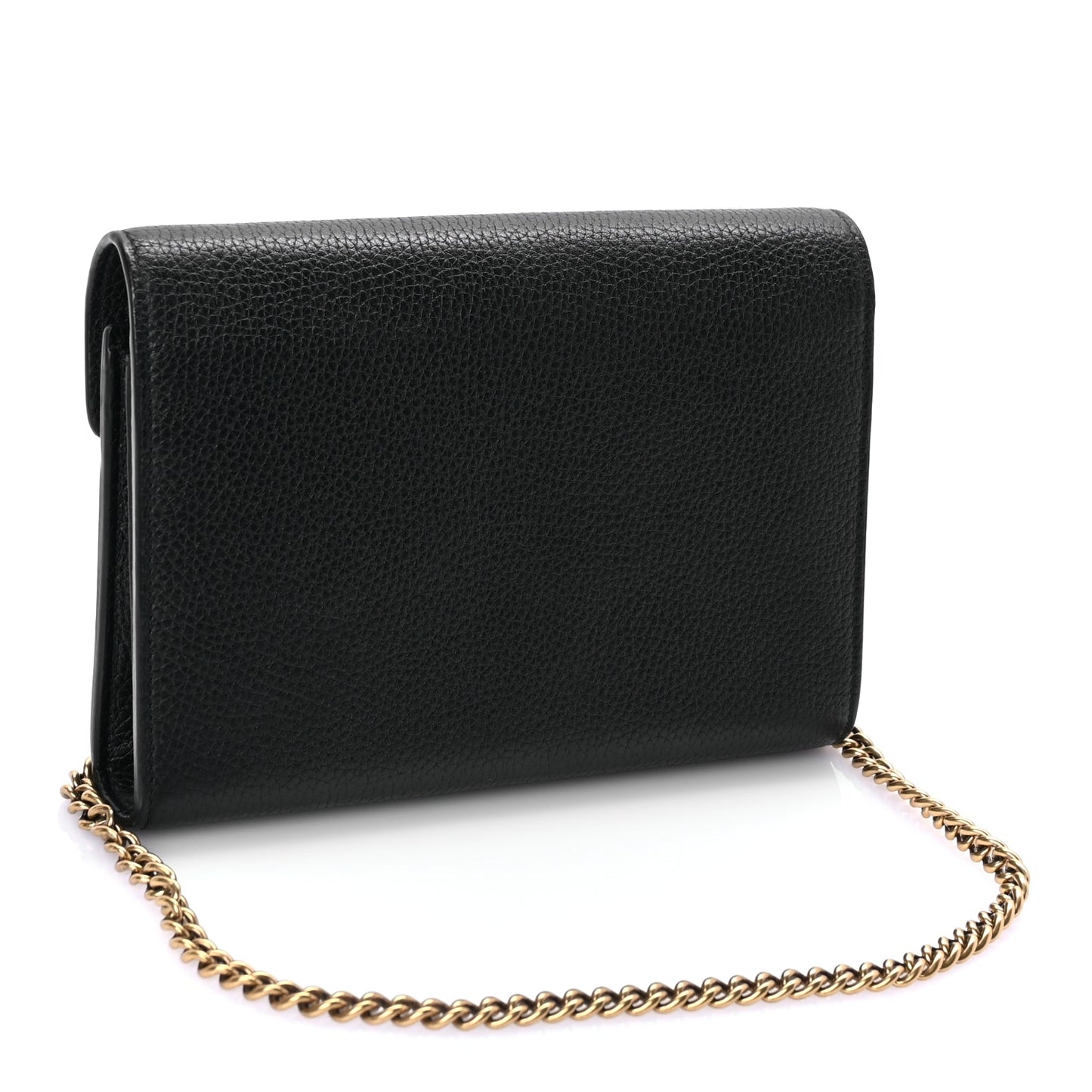 Gucci Calfskin GG Marmont Chain Wallet Black
