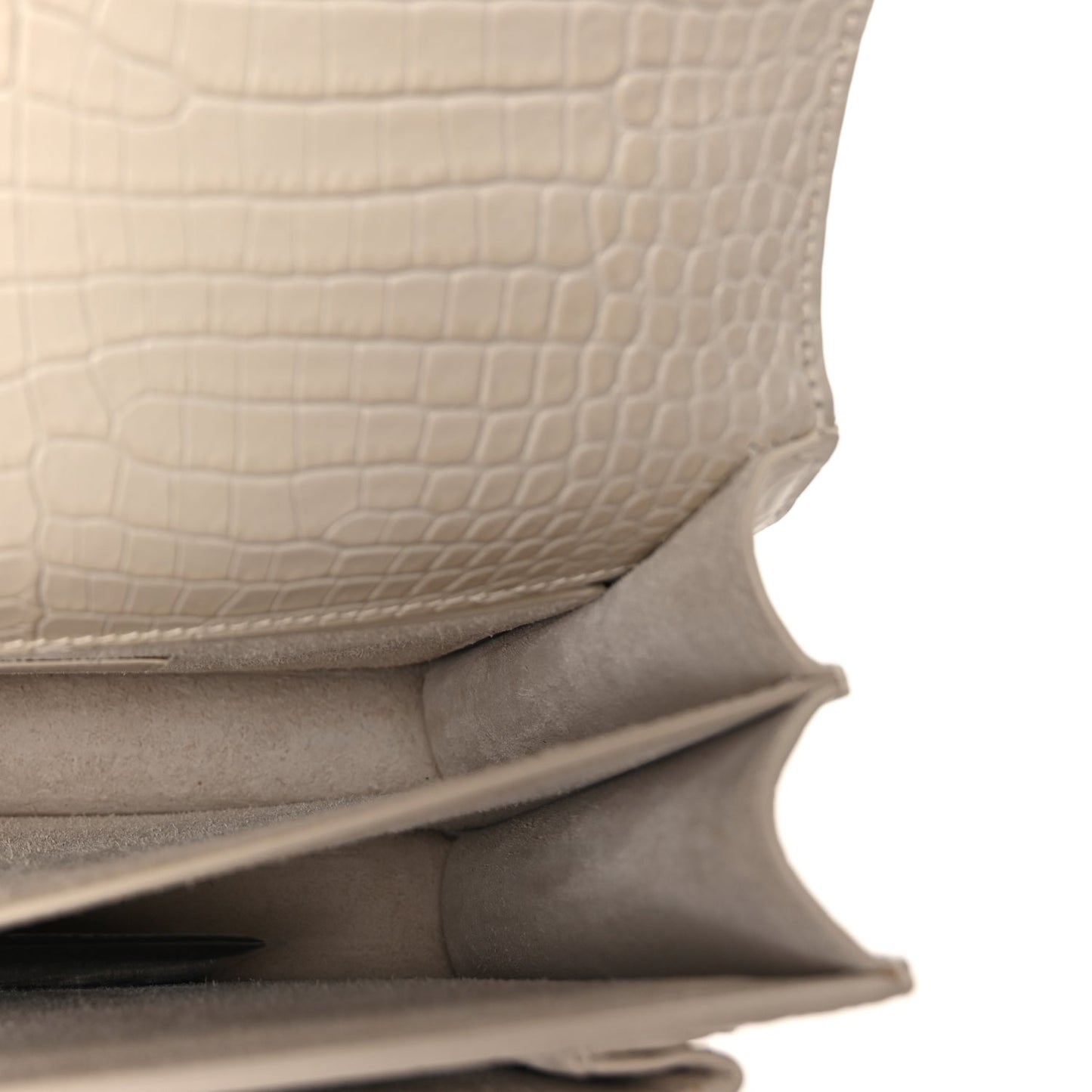 Saint Laurent Calfskin Crocodile Embossed Medium Monogram Sunset Blanc Vintage