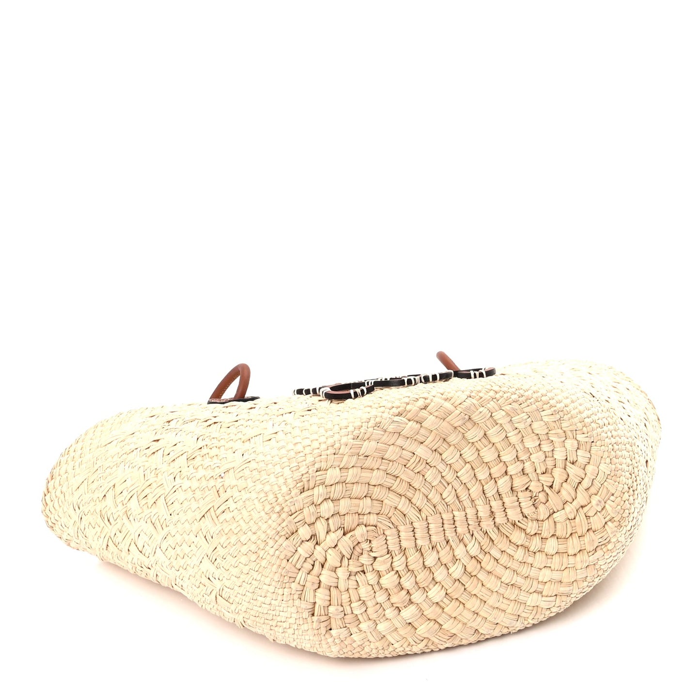 Loewe Calfskin Raffia Small Anagram Basket Tote Bag Natural Tan