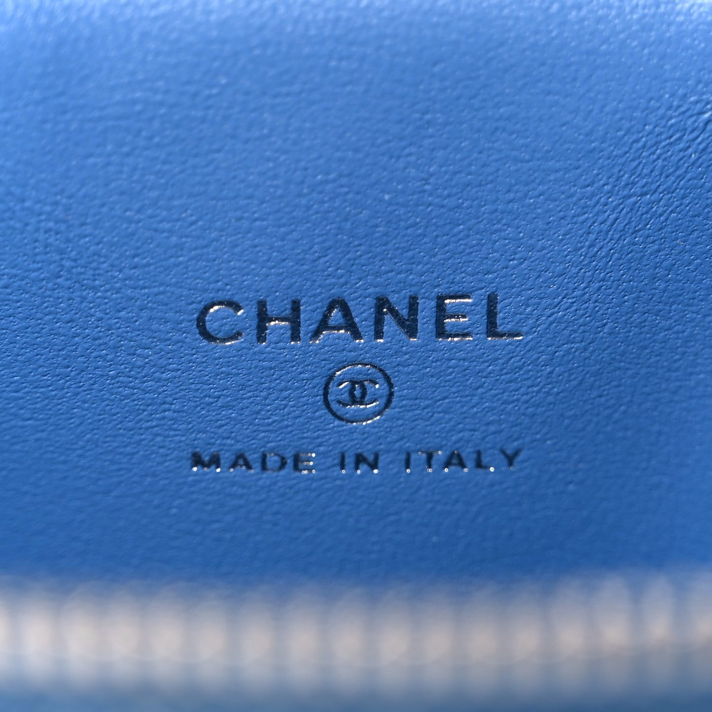 Chanel Denim Quilted Camellia Sweetheart Mini Vanity Case With Chain Blue