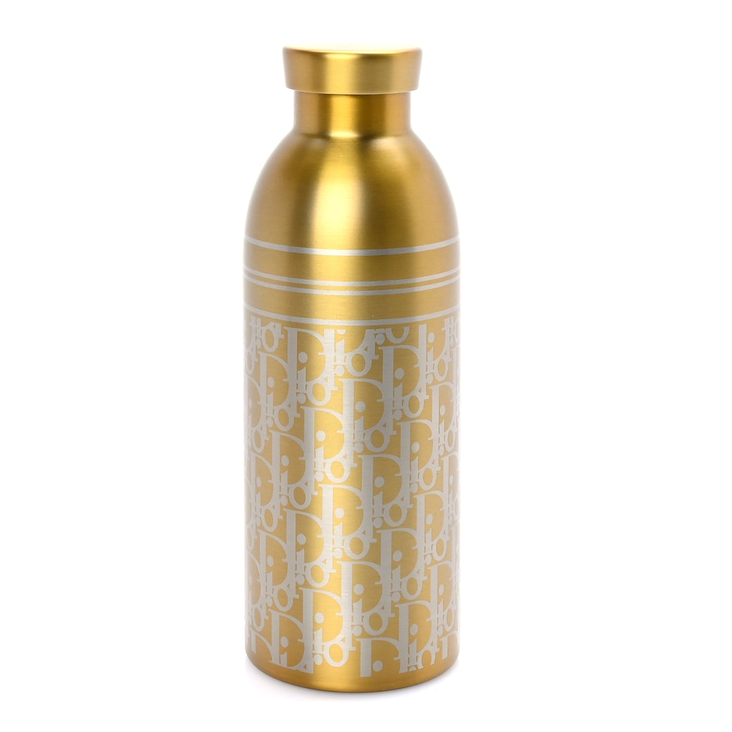 Christian Dior Oblique Stainless Steel Grained Calfskin Aqua Bottle With Shoulder Strap Yellow