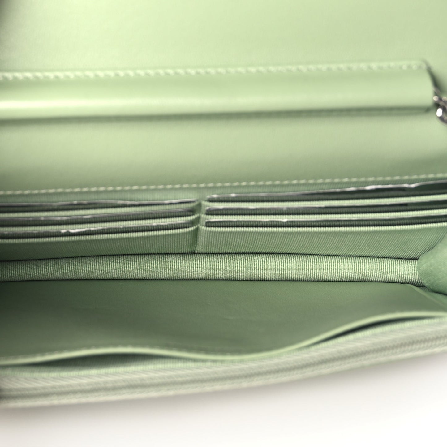 Chanel Lambskin Quilted Crystal Star Wallet On Chain WOC Green
