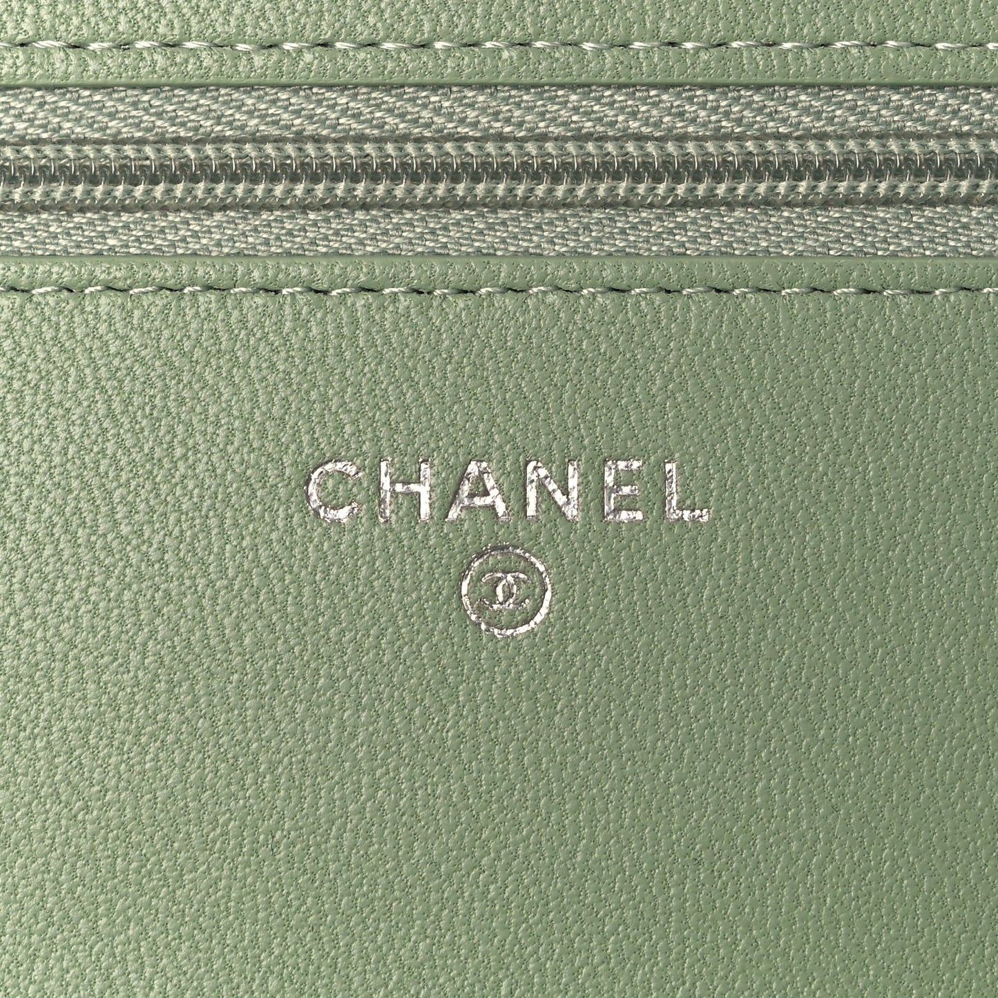 Chanel Lambskin Quilted Crystal Star Wallet On Chain WOC Green