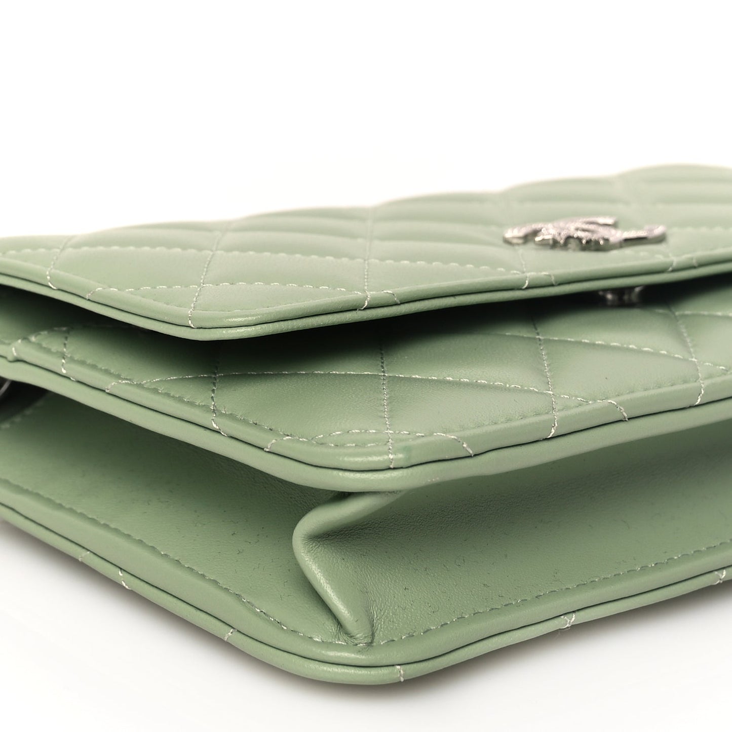 Chanel Lambskin Quilted Crystal Star Wallet On Chain WOC Green