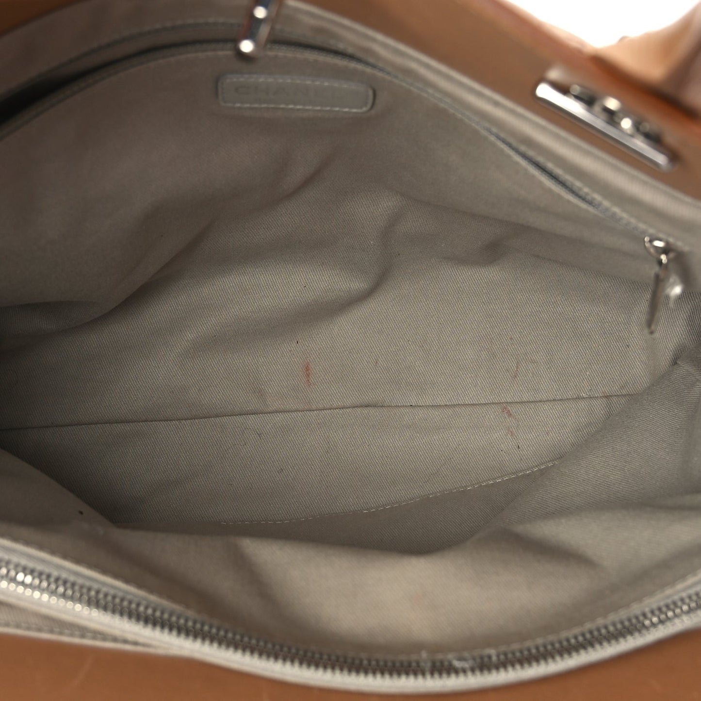 Chanel Aged Calfskin Quilted Be CC Tote Beige