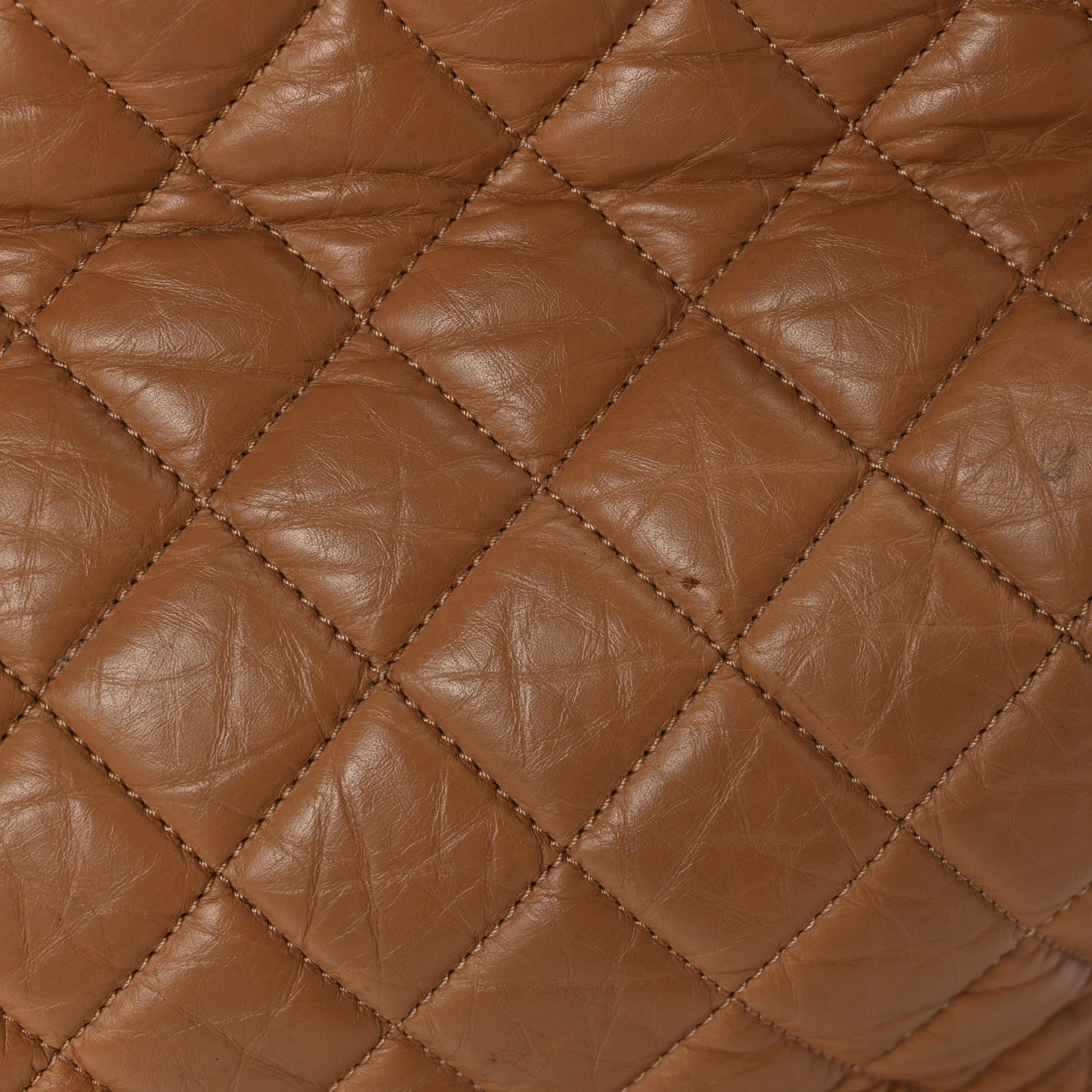 Chanel Aged Calfskin Quilted Be CC Tote Beige