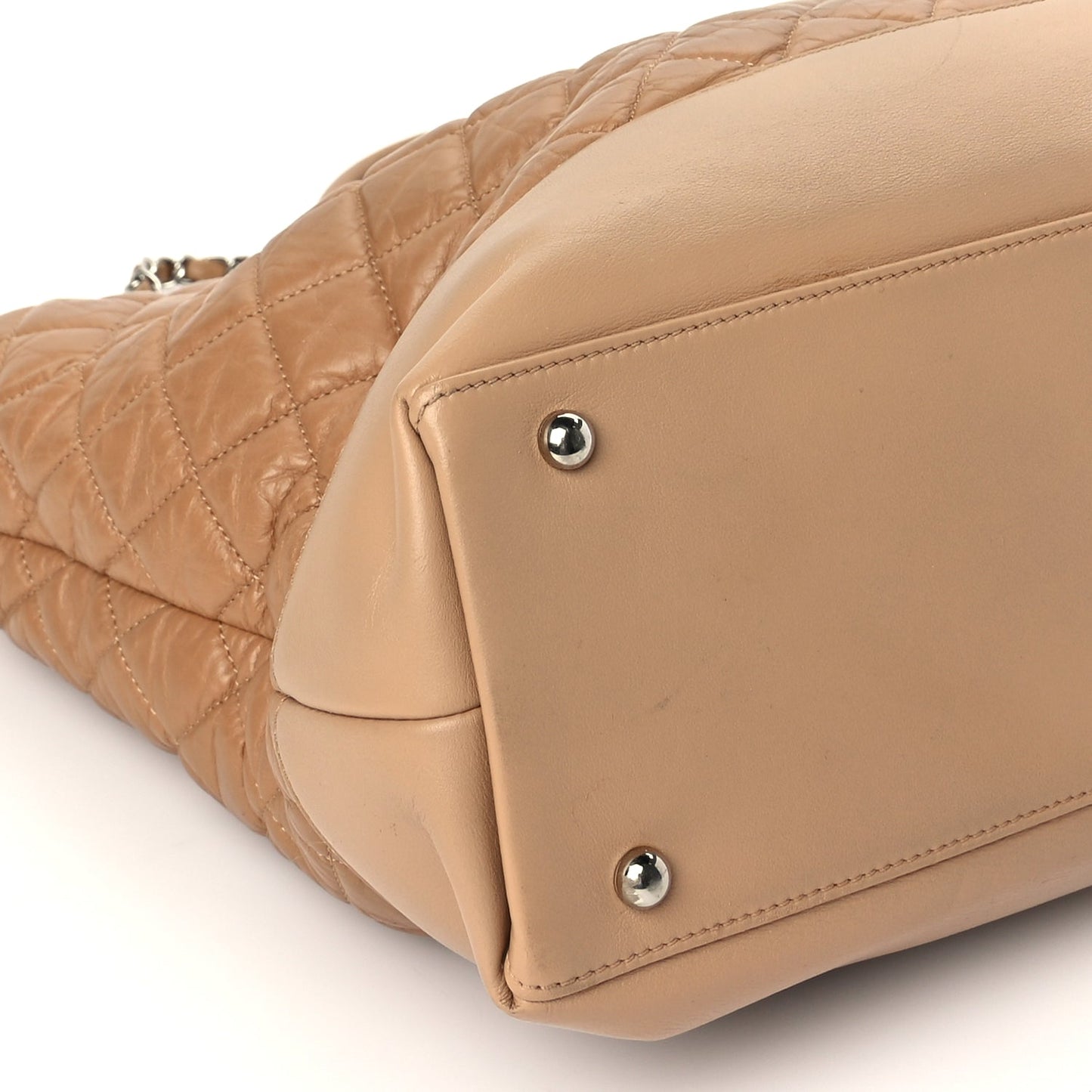 Chanel Aged Calfskin Quilted Be CC Tote Beige