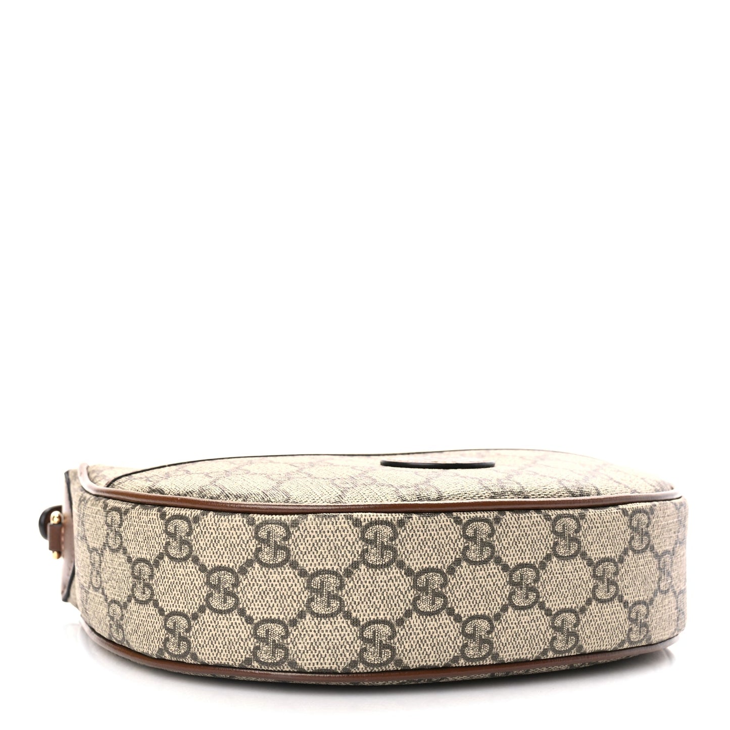 Gucci GG Supreme Monogram Azalea Calfskin Mini Retro Interlocking G Half Moon Bag Beige Ebony Brown Sugar