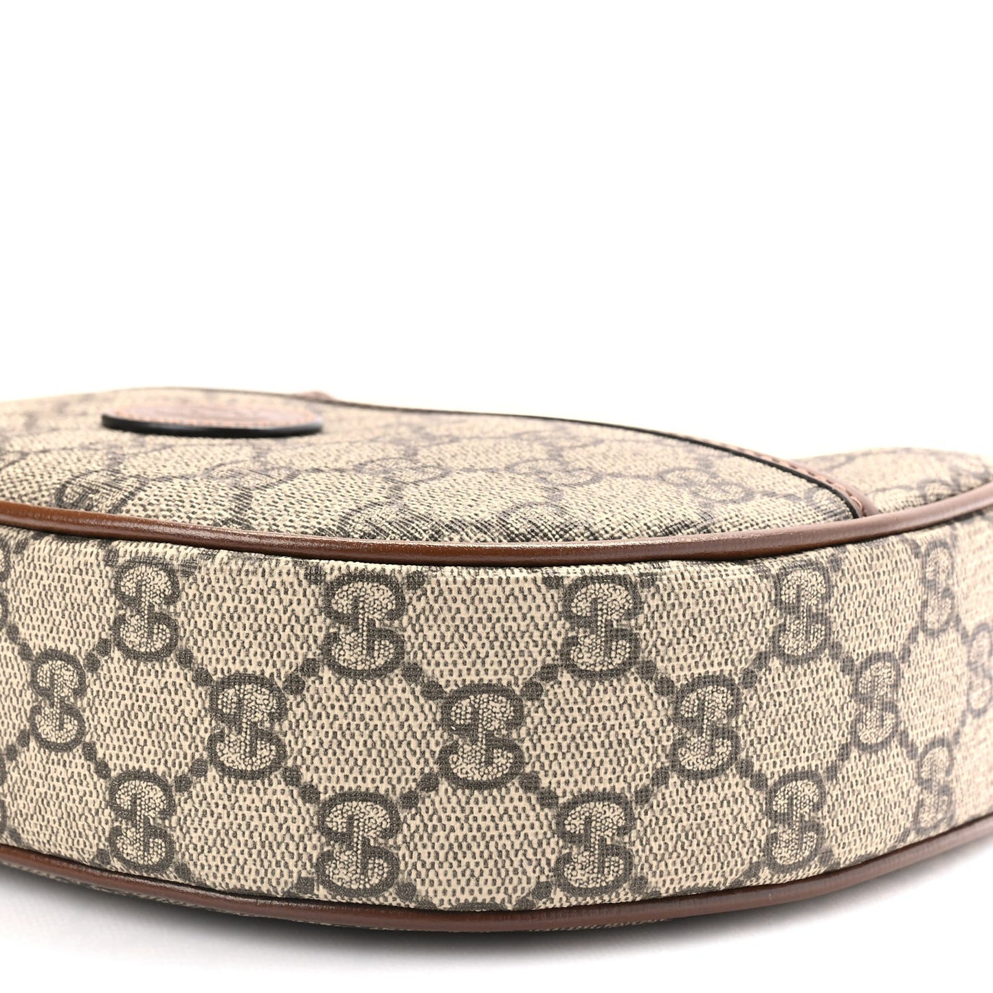 Gucci GG Supreme Monogram Azalea Calfskin Mini Retro Interlocking G Half Moon Bag Beige Ebony Brown Sugar