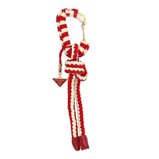 Prada Cotton Crochet Cord Bag Pendant Rosso Giallo