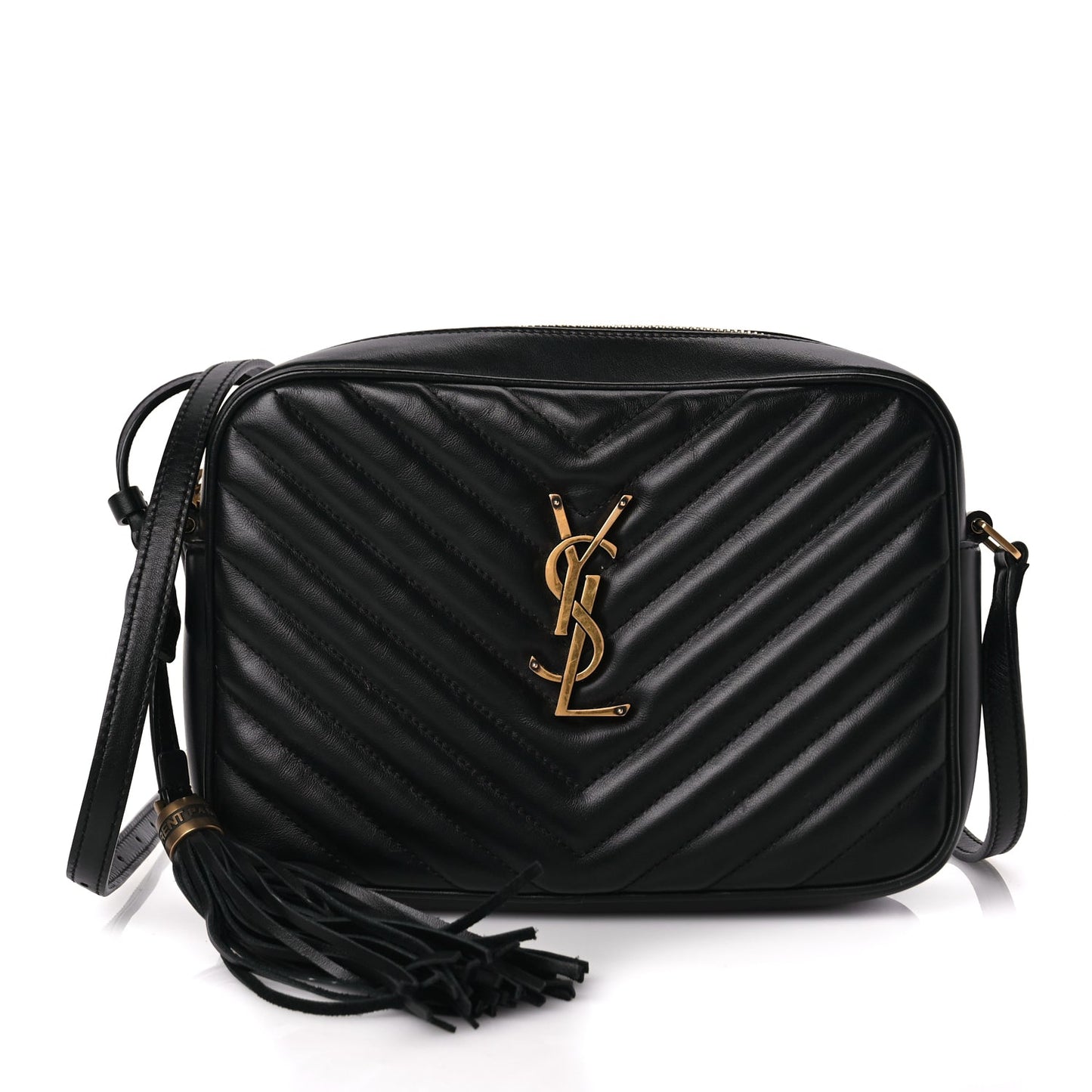 Saint Laurent Calfskin Matelasse Monogram Lou Camera Bag Black