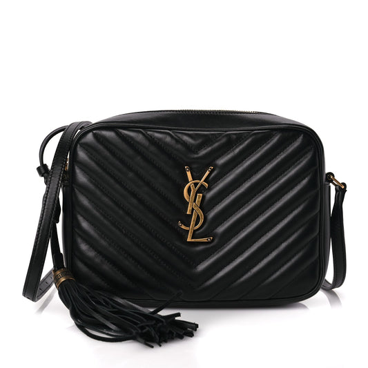 Saint Laurent Calfskin Matelasse Monogram Lou Camera Bag Black