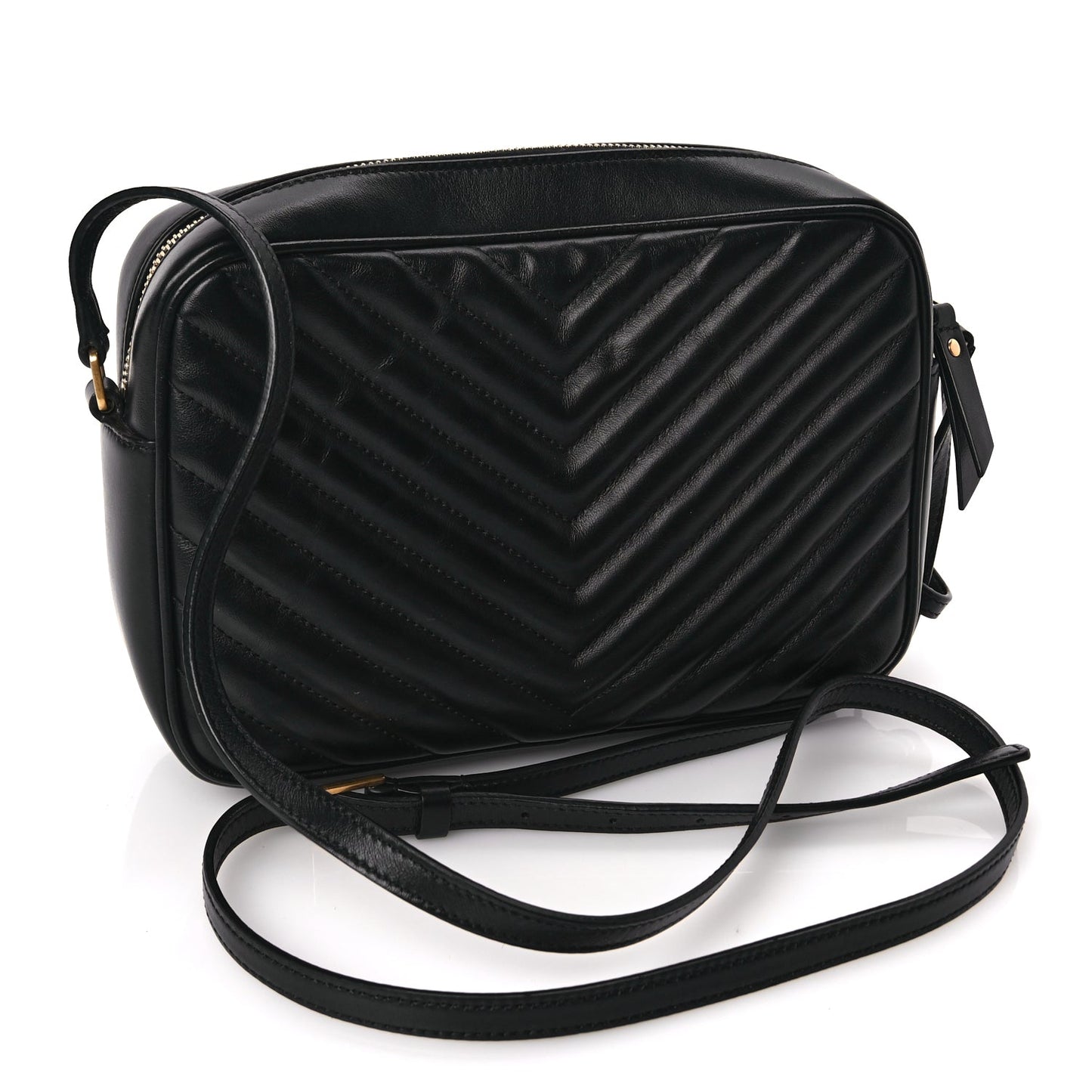 Saint Laurent Calfskin Matelasse Monogram Lou Camera Bag Black