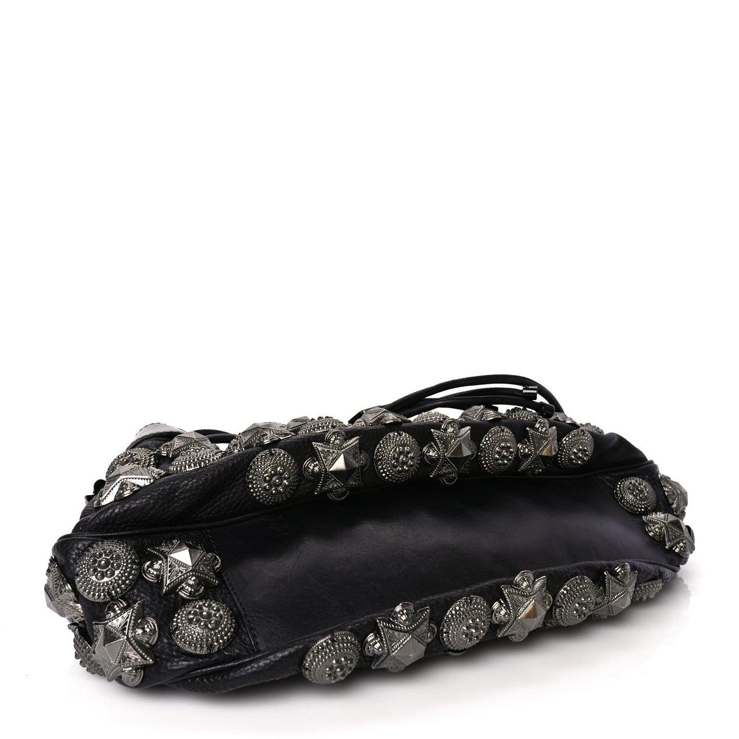 Burberry Calfskin Mason Warrior Studded Hobo Black