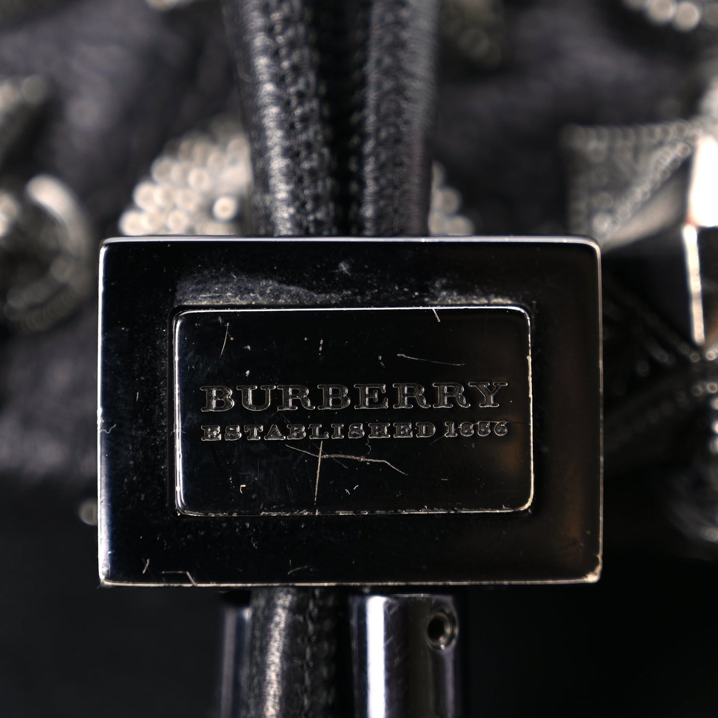 Burberry Calfskin Mason Warrior Studded Hobo Black