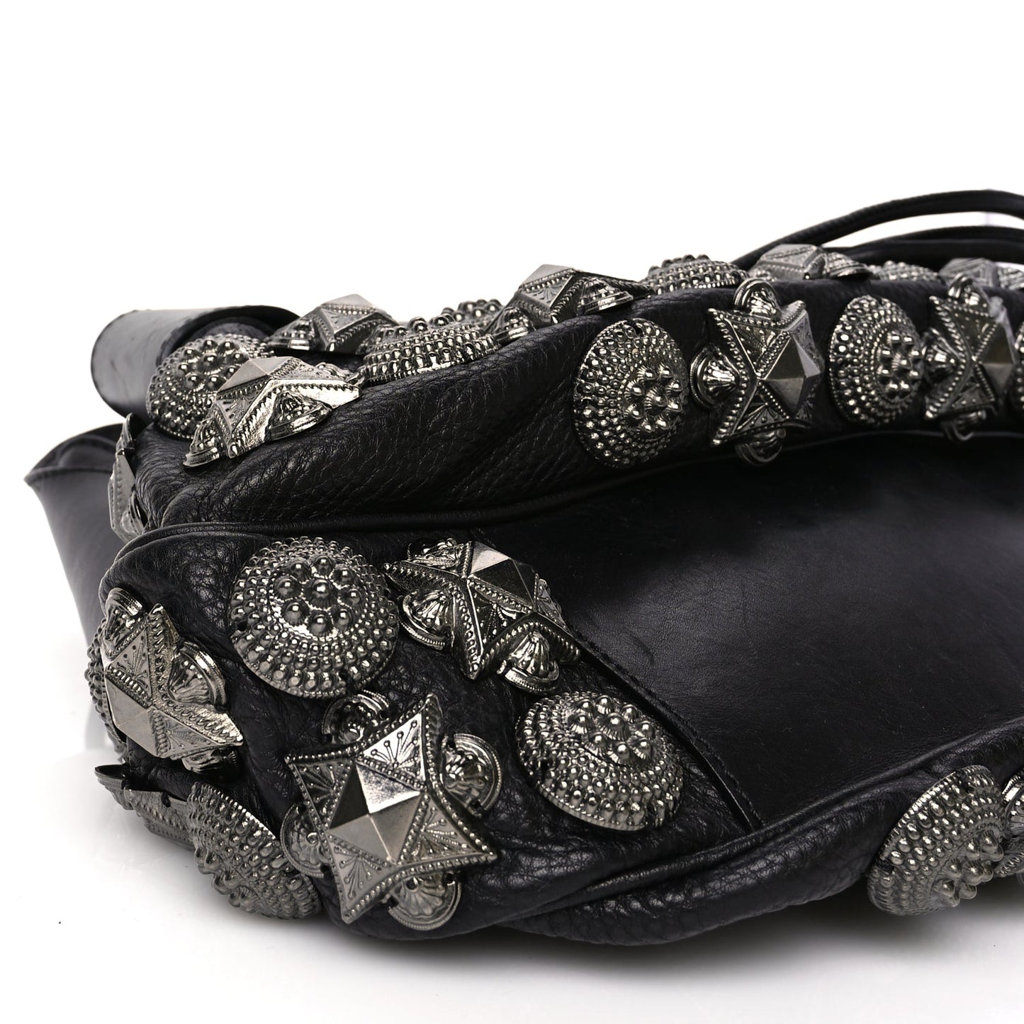 Burberry Calfskin Mason Warrior Studded Hobo Black