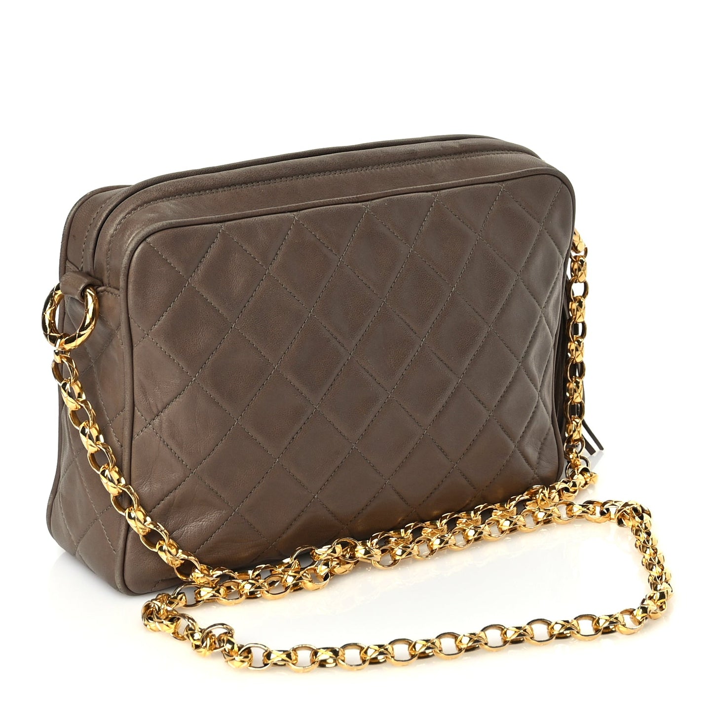 Chanel Lambskin Quilted Tassel CC Camera Case Brown