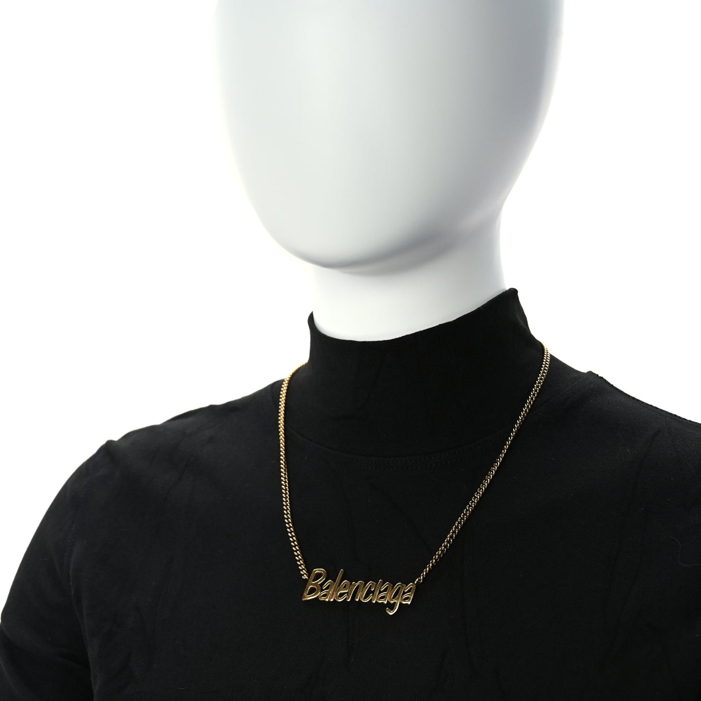 Balenciaga Metal Logo Necklace  Gold