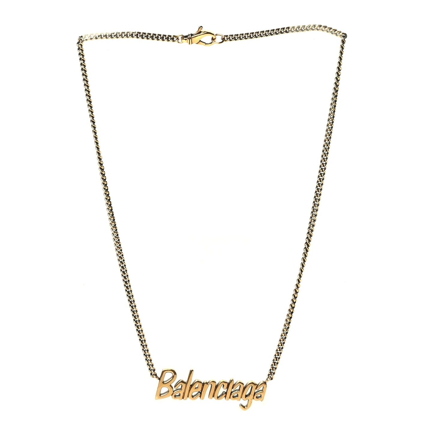 Balenciaga Metal Logo Necklace  Gold
